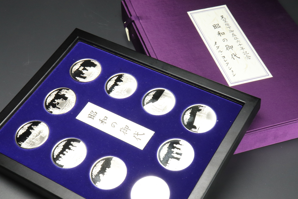 フランクリン・ミント/天皇陛下御在位六十年記念/昭和の御代/純銀メダルコレクション10枚
